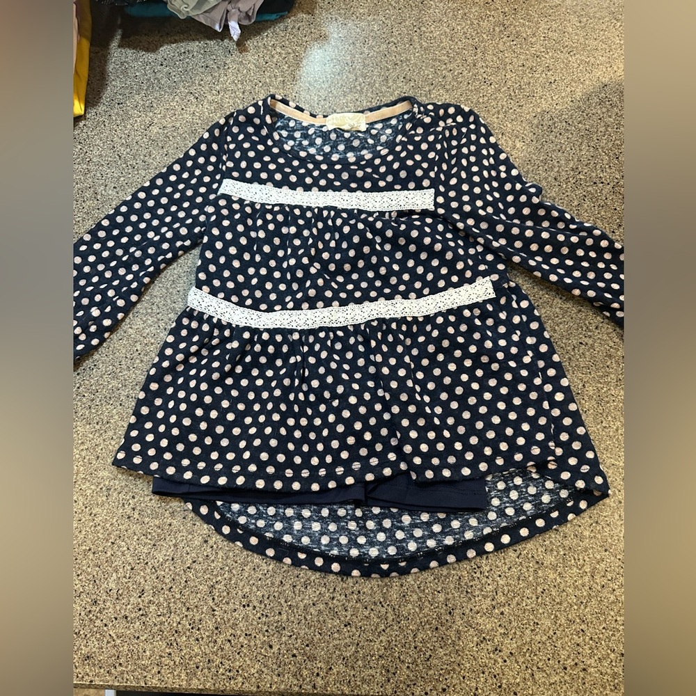 Navy Polka Dot Kids Top